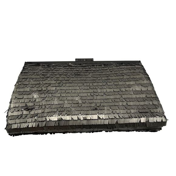 Rachel Roy Handbag Gray Silver Sequin Purse Clutch Bag Evening Cocktail - Picture 9 of 11